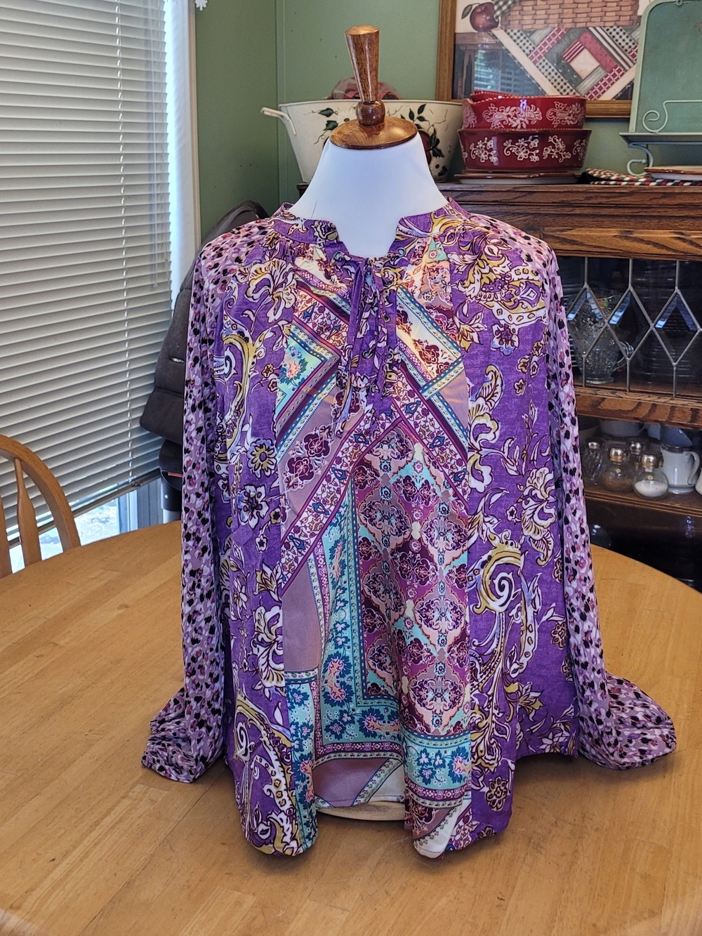 Umgee Purple Tie-Neck Women's Blouse